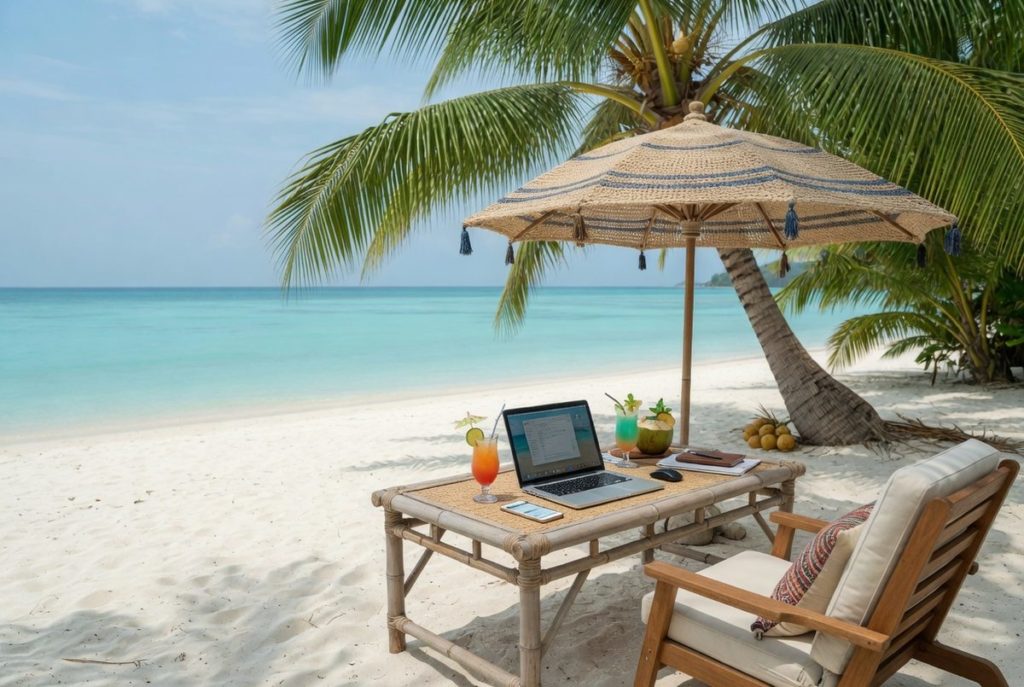 Tropical beach with palm trees — visual metaphor for the lifestyle that follows the right tax-residency move